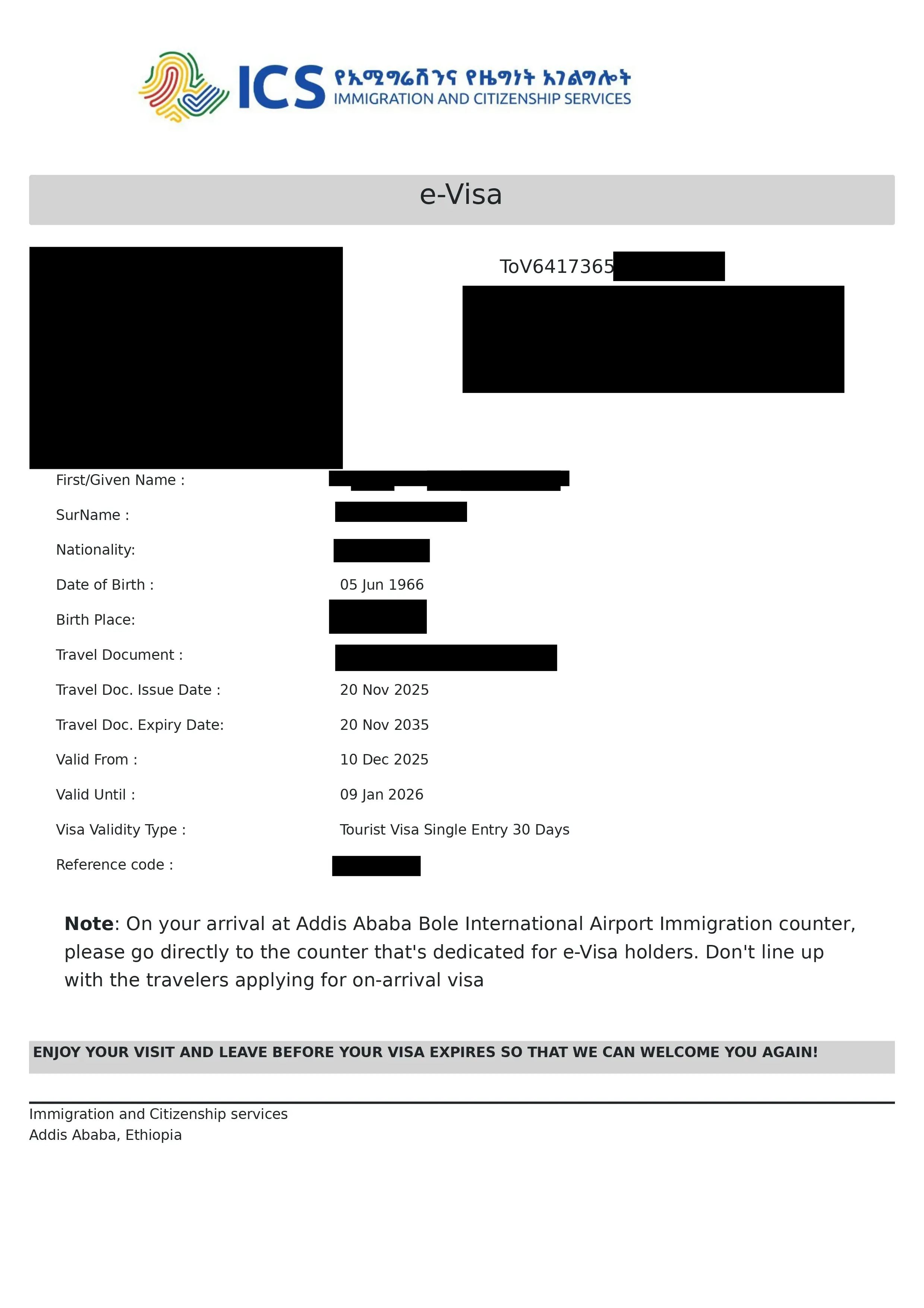 Ethiopia Visa fee and guide 2026